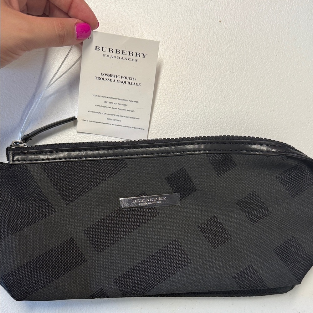 Burberry Black and Gray Cosmetic Pouch